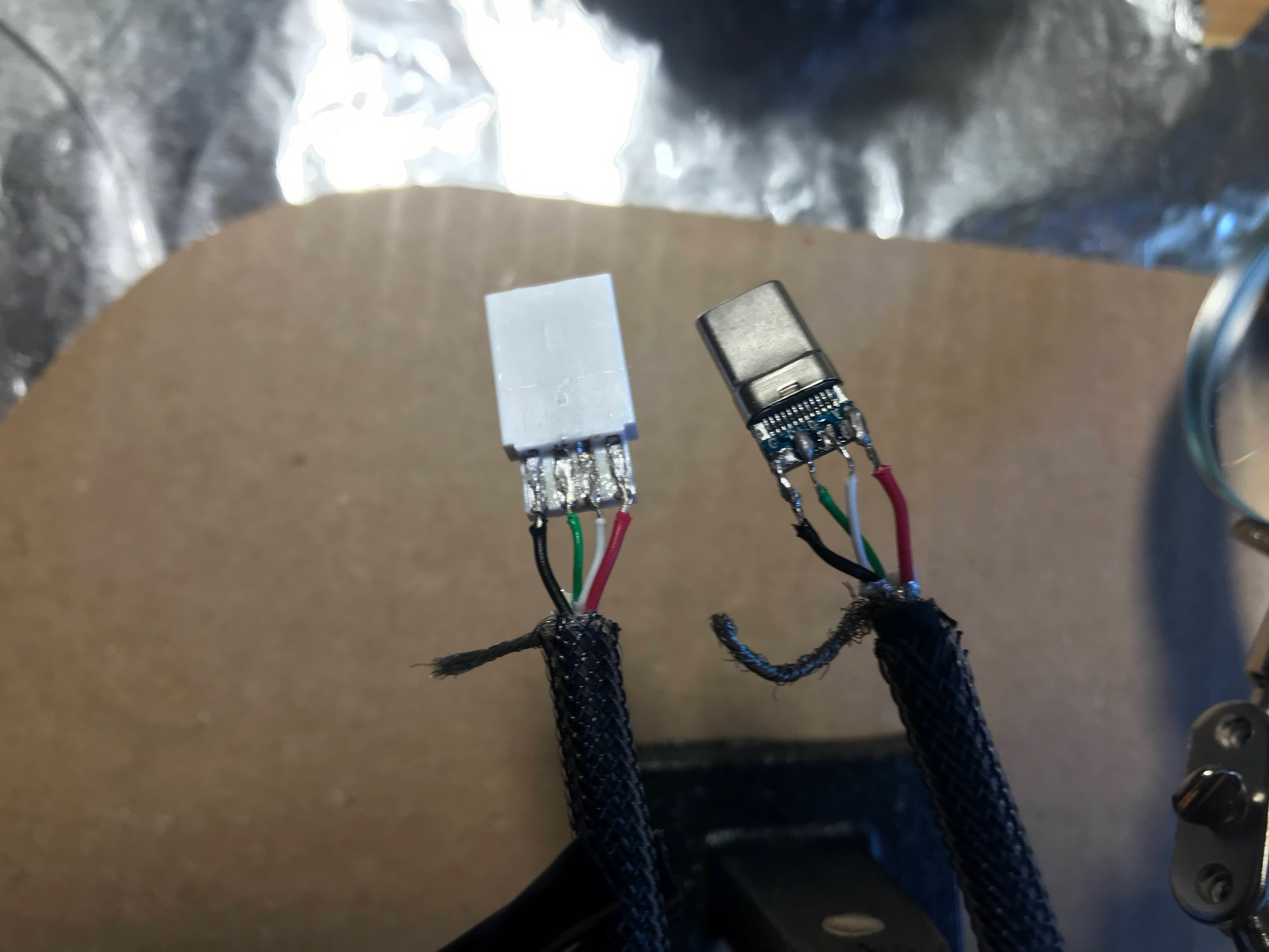 Soldering wires onto a USB-C connector